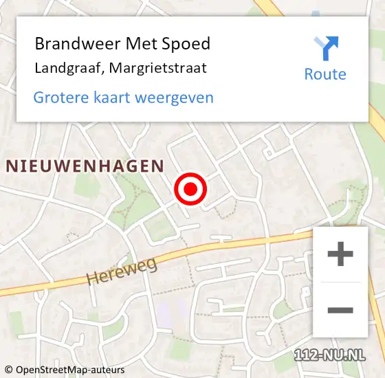 Locatie op kaart van de 112 melding: Brandweer Met Spoed Naar Landgraaf, Margrietstraat op 9 september 2016 22:14