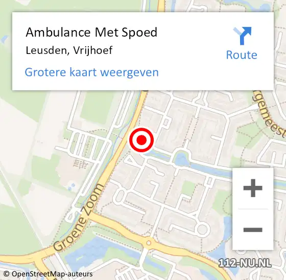 Locatie op kaart van de 112 melding: Ambulance Met Spoed Naar Leusden, Vrijhoef op 9 september 2016 23:32