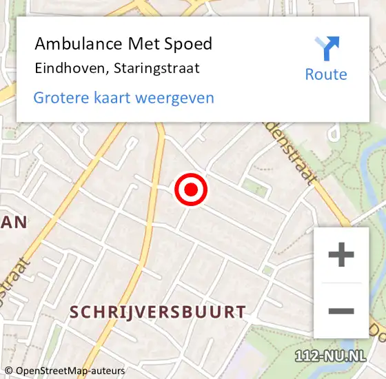 Locatie op kaart van de 112 melding: Ambulance Met Spoed Naar Eindhoven, Staringstraat op 9 september 2016 23:54