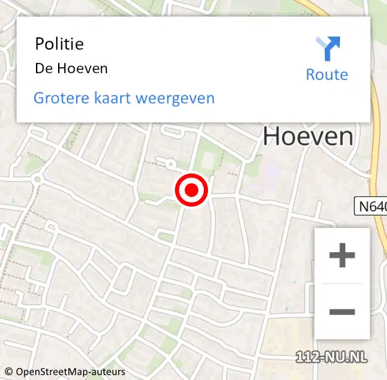 Locatie op kaart van de 112 melding: Politie De Hoeven op 26 december 2013 19:57