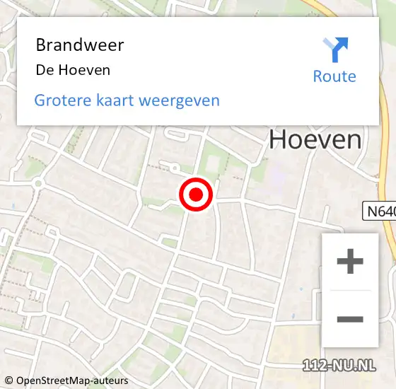 Locatie op kaart van de 112 melding: Brandweer De Hoeven op 26 december 2013 19:59