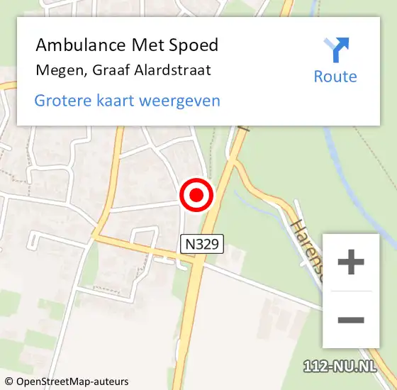 Locatie op kaart van de 112 melding: Ambulance Met Spoed Naar Megen, Graaf Alardstraat op 10 september 2016 01:51
