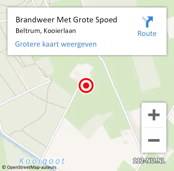 Locatie op kaart van de 112 melding: Brandweer Met Grote Spoed Naar Beltrum, Kooierlaan op 10 september 2016 02:10