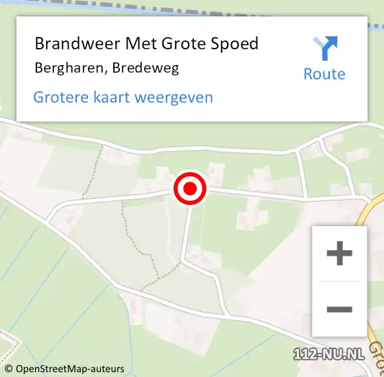 Locatie op kaart van de 112 melding: Brandweer Met Grote Spoed Naar Bergharen, Bredeweg op 10 september 2016 03:30