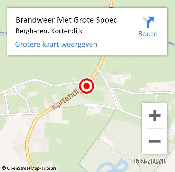 Locatie op kaart van de 112 melding: Brandweer Met Grote Spoed Naar Bergharen, Kortendijk op 10 september 2016 03:34