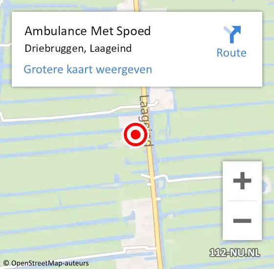 Locatie op kaart van de 112 melding: Ambulance Met Spoed Naar Driebruggen, Laageind op 10 september 2016 04:37