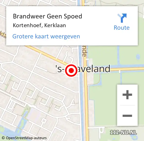 Locatie op kaart van de 112 melding: Brandweer Geen Spoed Naar Kortenhoef, Kerklaan op 10 september 2016 05:21