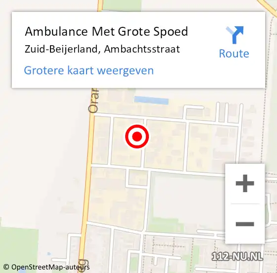 Locatie op kaart van de 112 melding: Ambulance Met Grote Spoed Naar Zuid-Beijerland, Ambachtsstraat op 10 september 2016 05:21