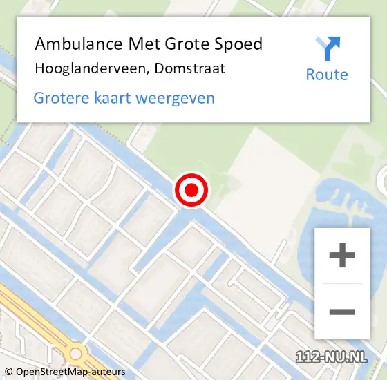 Locatie op kaart van de 112 melding: Ambulance Met Grote Spoed Naar Hooglanderveen, Domstraat op 10 september 2016 06:23
