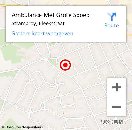 Locatie op kaart van de 112 melding: Ambulance Met Grote Spoed Naar Stramproy, Bleekstraat op 10 september 2016 06:41