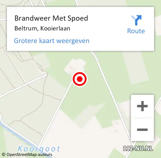 Locatie op kaart van de 112 melding: Brandweer Met Spoed Naar Beltrum, Kooierlaan op 10 september 2016 07:17