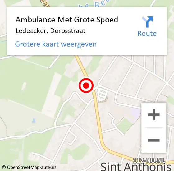 Locatie op kaart van de 112 melding: Ambulance Met Grote Spoed Naar Ledeacker, Dorpsstraat op 10 september 2016 07:37