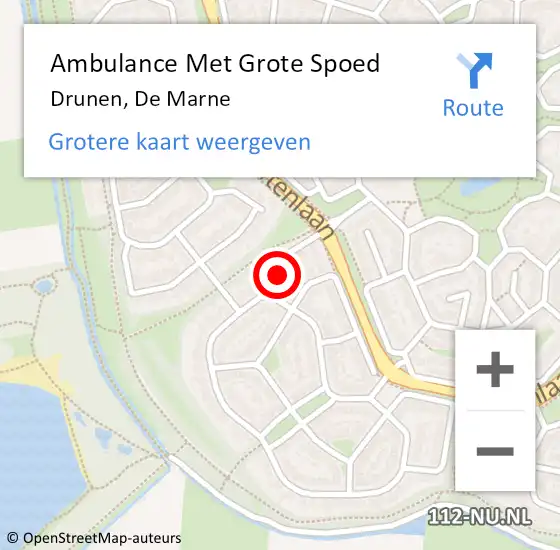 Locatie op kaart van de 112 melding: Ambulance Met Grote Spoed Naar Drunen, De Marne op 10 september 2016 08:44