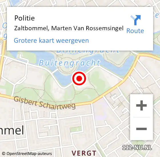 Locatie op kaart van de 112 melding: Politie Zaltbommel, Marten Van Rossemsingel op 10 september 2016 09:55