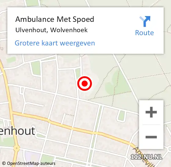 Locatie op kaart van de 112 melding: Ambulance Met Spoed Naar Ulvenhout, Wolvenhoek op 10 september 2016 10:05