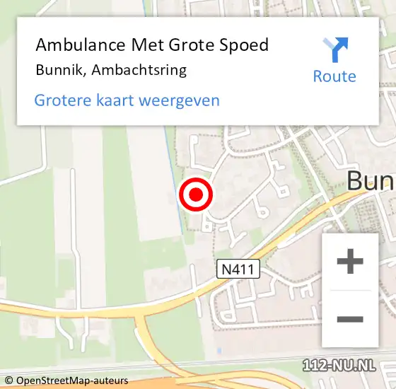 Locatie op kaart van de 112 melding: Ambulance Met Grote Spoed Naar Bunnik, Ambachtsring op 26 december 2013 20:52