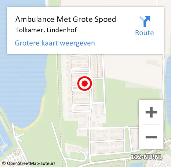 Locatie op kaart van de 112 melding: Ambulance Met Grote Spoed Naar Tolkamer, Lindenhof op 10 september 2016 10:52