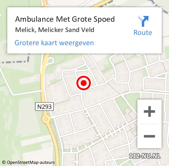 Locatie op kaart van de 112 melding: Ambulance Met Grote Spoed Naar Melick, Melicker Sand Veld op 10 september 2016 11:03