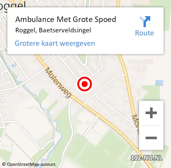 Locatie op kaart van de 112 melding: Ambulance Met Grote Spoed Naar Roggel, Baetserveldsingel op 10 september 2016 11:13