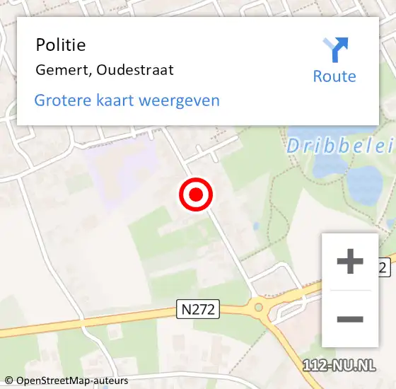 Locatie op kaart van de 112 melding: Politie Gemert, Oudestraat op 10 september 2016 11:27