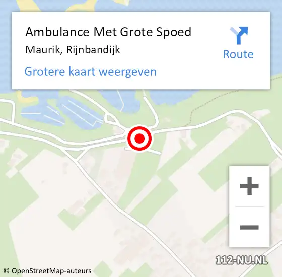 Locatie op kaart van de 112 melding: Ambulance Met Grote Spoed Naar Maurik, Rijnbandijk op 10 september 2016 12:03