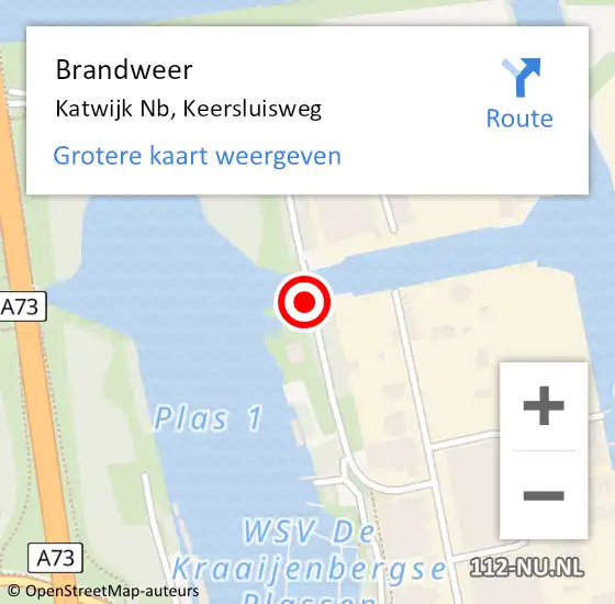 Locatie op kaart van de 112 melding: Brandweer Katwijk Nb, Keersluisweg op 10 september 2016 12:14