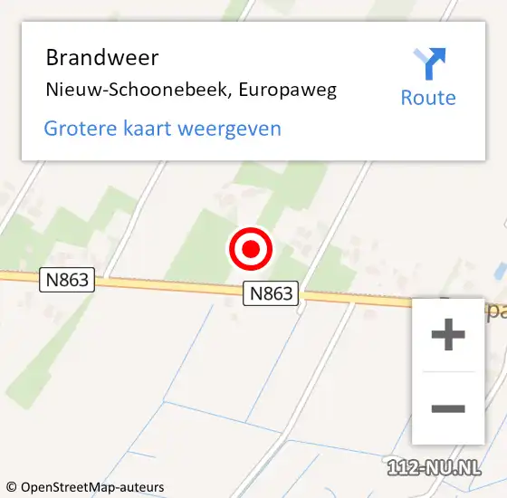 Locatie op kaart van de 112 melding: Brandweer Nieuw-Schoonebeek, Europaweg op 10 september 2016 12:38