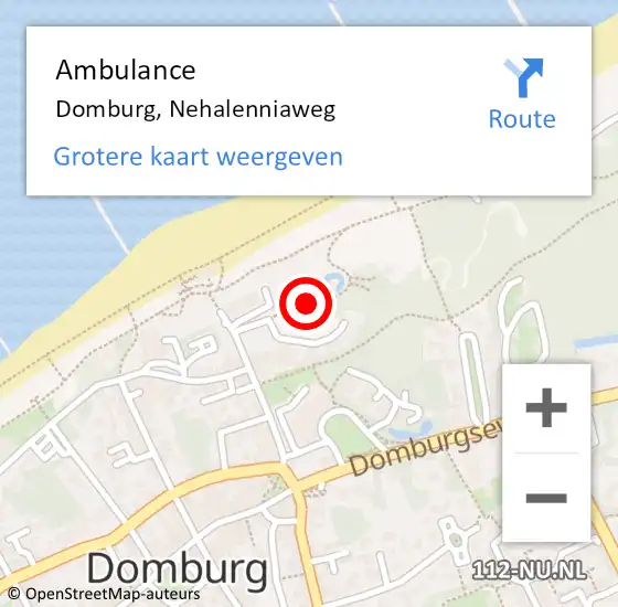 Locatie op kaart van de 112 melding: Ambulance Domburg, Nehalenniaweg op 10 september 2016 12:48