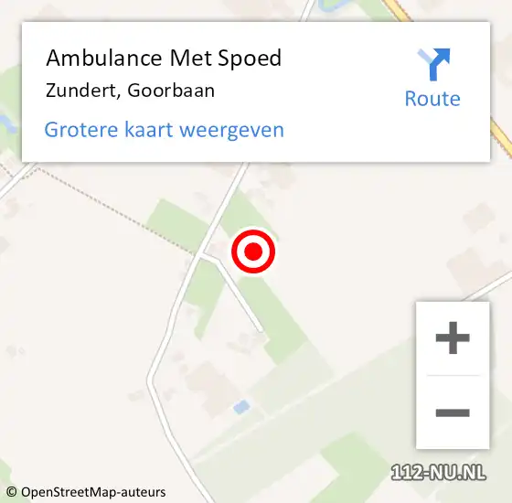 Locatie op kaart van de 112 melding: Ambulance Met Spoed Naar Zundert, Goorbaan op 10 september 2016 14:09