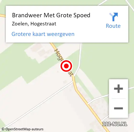 Locatie op kaart van de 112 melding: Brandweer Met Grote Spoed Naar Zoelen, Hogestraat op 10 september 2016 14:21