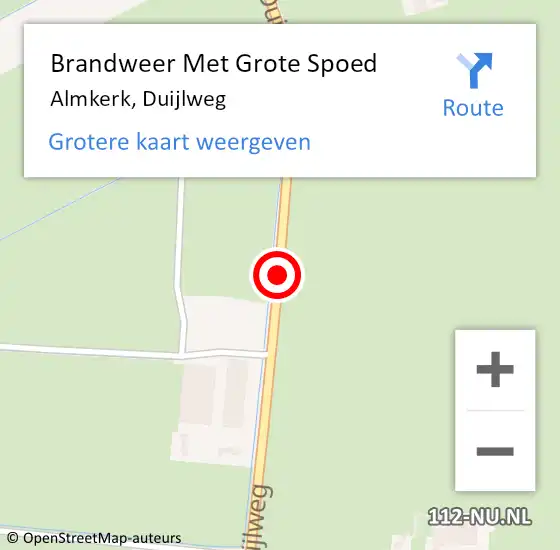 Locatie op kaart van de 112 melding: Brandweer Met Grote Spoed Naar Almkerk, Duijlweg op 10 september 2016 14:24