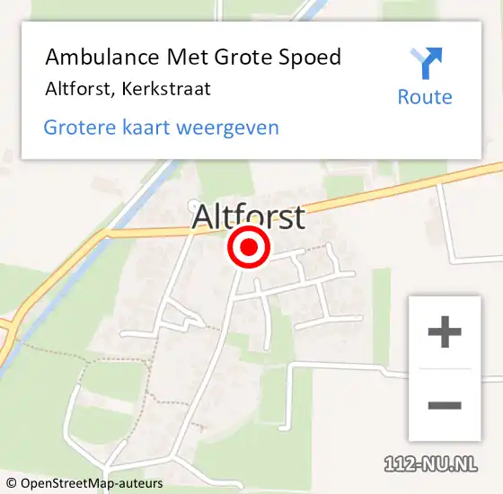 Locatie op kaart van de 112 melding: Ambulance Met Grote Spoed Naar Altforst, Kerkstraat op 10 september 2016 14:51