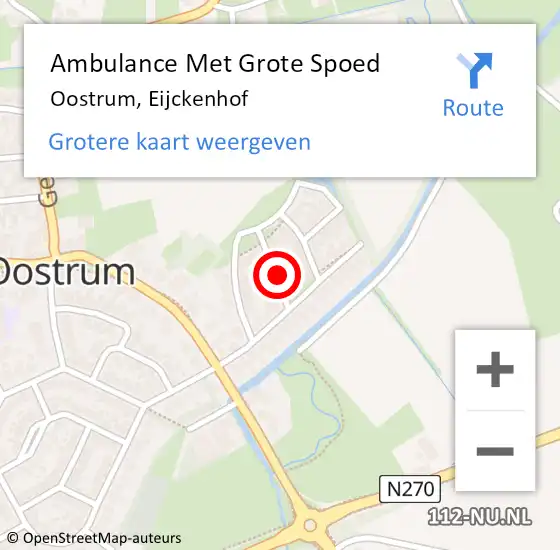 Locatie op kaart van de 112 melding: Ambulance Met Grote Spoed Naar Oostrum, Eijckenhof op 10 september 2016 15:27