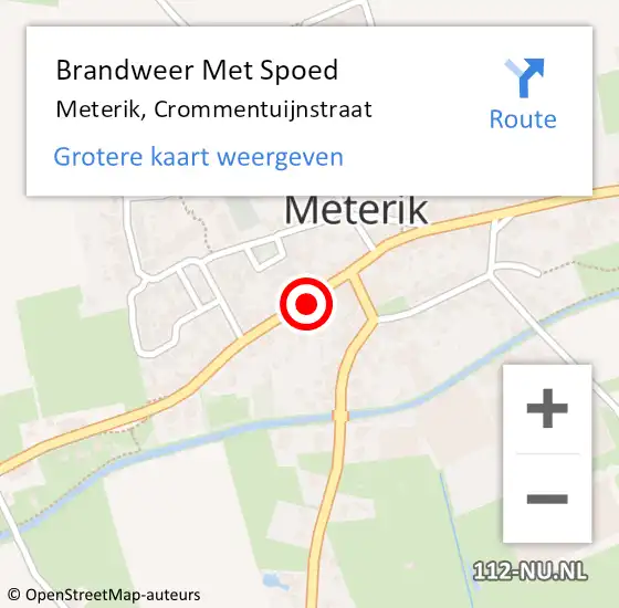 Locatie op kaart van de 112 melding: Brandweer Met Spoed Naar Meterik, Crommentuijnstraat op 10 september 2016 16:18