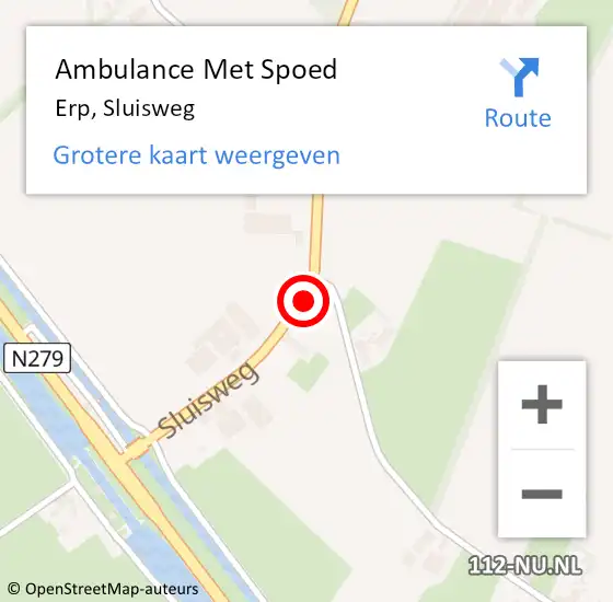 Locatie op kaart van de 112 melding: Ambulance Met Spoed Naar Erp, Sluisweg op 10 september 2016 16:20