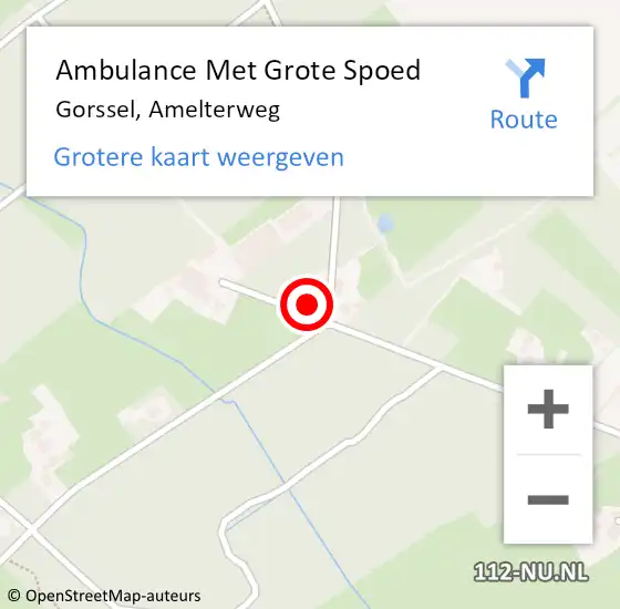 Locatie op kaart van de 112 melding: Ambulance Met Grote Spoed Naar Gorssel, Amelterweg op 10 september 2016 16:25