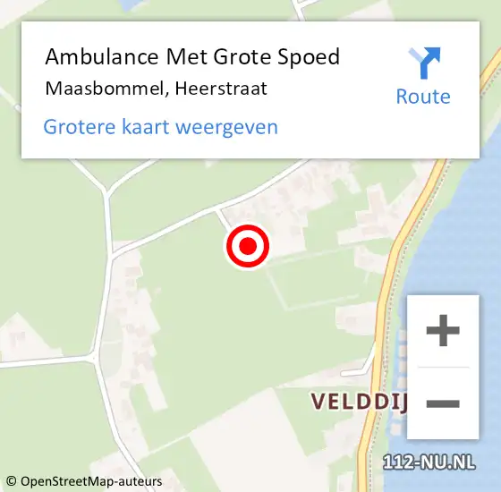 Locatie op kaart van de 112 melding: Ambulance Met Grote Spoed Naar Maasbommel, Heerstraat op 10 september 2016 16:41