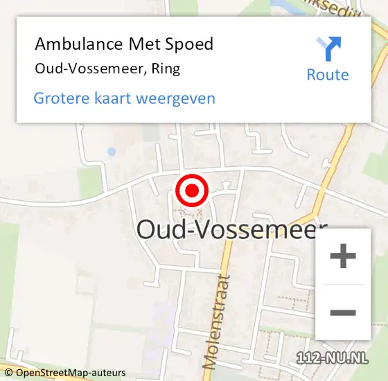 Locatie op kaart van de 112 melding: Ambulance Met Spoed Naar Oud-Vossemeer, Ring op 10 september 2016 16:54