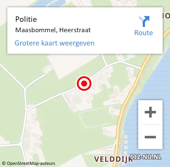 Locatie op kaart van de 112 melding: Politie Maasbommel, Heerstraat op 10 september 2016 17:02