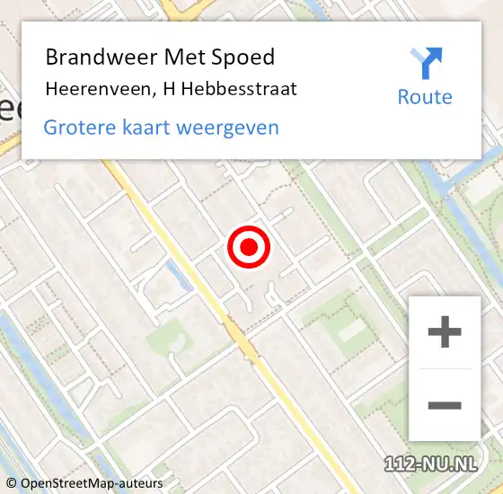 Locatie op kaart van de 112 melding: Brandweer Met Spoed Naar Heerenveen, H Hebbesstraat op 10 september 2016 17:39