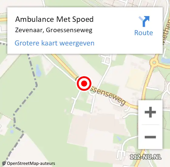 Locatie op kaart van de 112 melding: Ambulance Met Spoed Naar Zevenaar, Groessenseweg op 10 september 2016 18:39