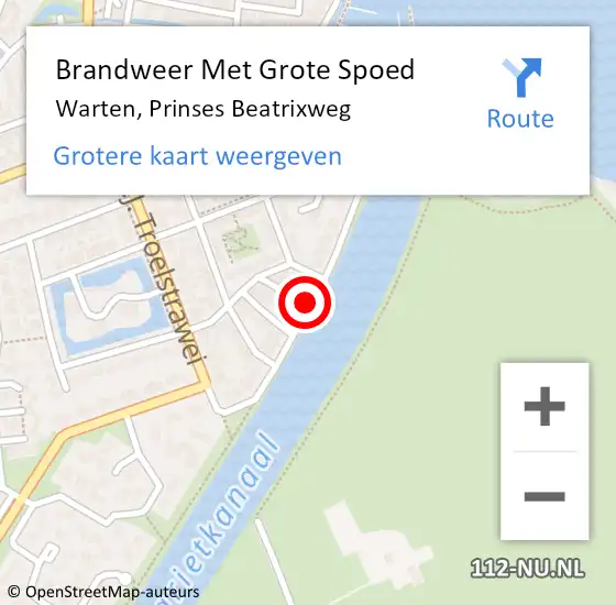 Locatie op kaart van de 112 melding: Brandweer Met Grote Spoed Naar Akkrum, Prinses Beatrixweg op 10 september 2016 19:07