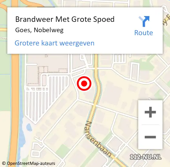 Locatie op kaart van de 112 melding: Brandweer Met Grote Spoed Naar Goes, Nobelweg op 10 september 2016 20:19