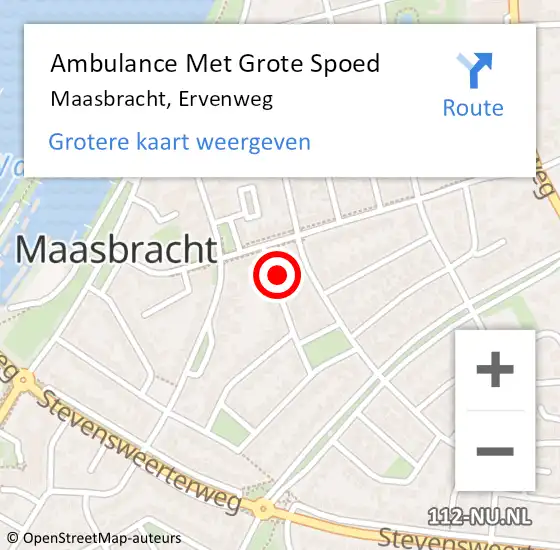 Locatie op kaart van de 112 melding: Ambulance Met Grote Spoed Naar Maasbracht, Ervenweg op 10 september 2016 20:31