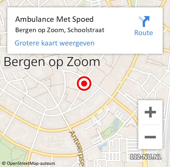 Locatie op kaart van de 112 melding: Ambulance Met Spoed Naar Bergen op Zoom, Schoolstraat op 26 december 2013 22:28