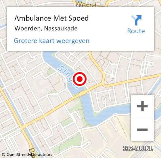 Locatie op kaart van de 112 melding: Ambulance Met Spoed Naar Woerden, Nassaukade op 10 september 2016 20:52