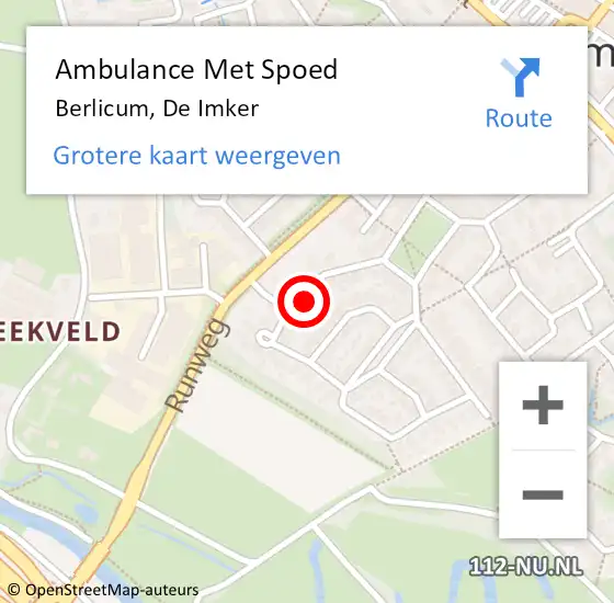 Locatie op kaart van de 112 melding: Ambulance Met Spoed Naar Berlicum, De Imker op 26 december 2013 22:33