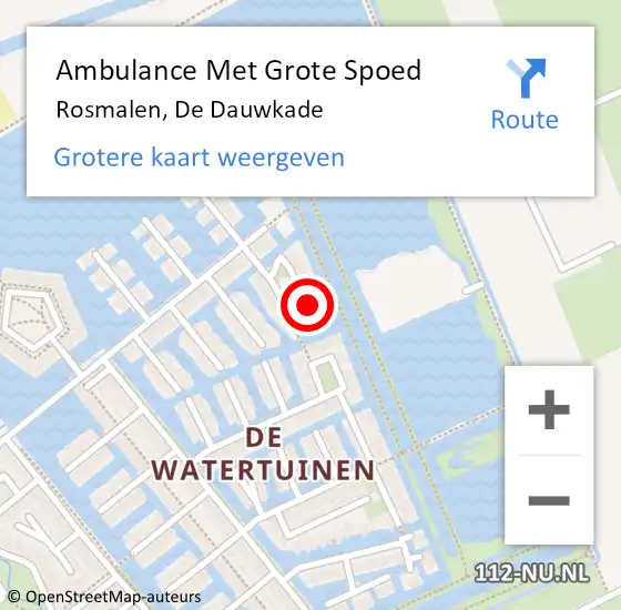 Locatie op kaart van de 112 melding: Ambulance Met Grote Spoed Naar Rosmalen, De Dauwkade op 10 september 2016 22:34