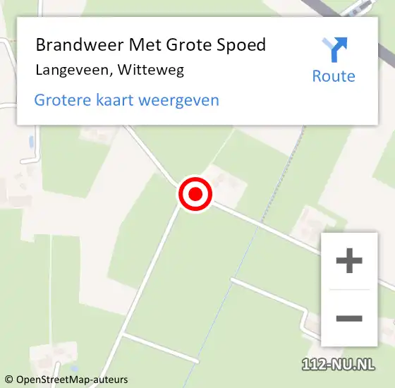 Locatie op kaart van de 112 melding: Brandweer Met Grote Spoed Naar Langeveen, Witteweg op 10 september 2016 23:06