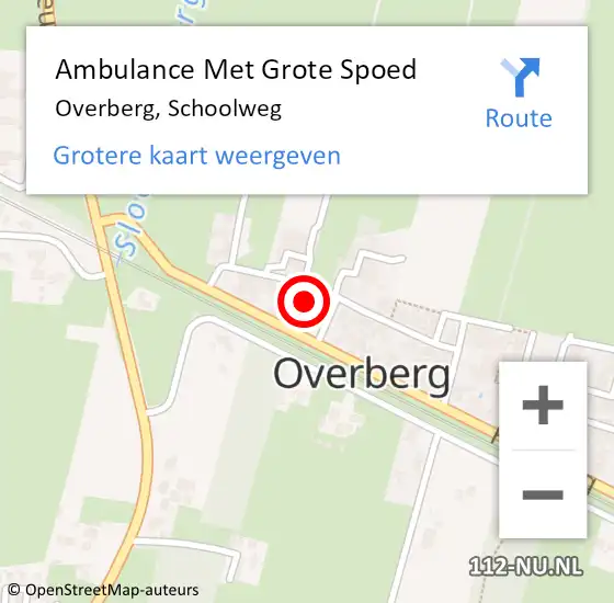 Locatie op kaart van de 112 melding: Ambulance Met Grote Spoed Naar Overberg, Schoolweg op 10 september 2016 23:16